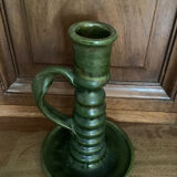 Artisanal chandelier in green ceramic