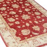 Handmade Wool Red Rug, Floral Oriental Carpet for Living Room 152x100cm