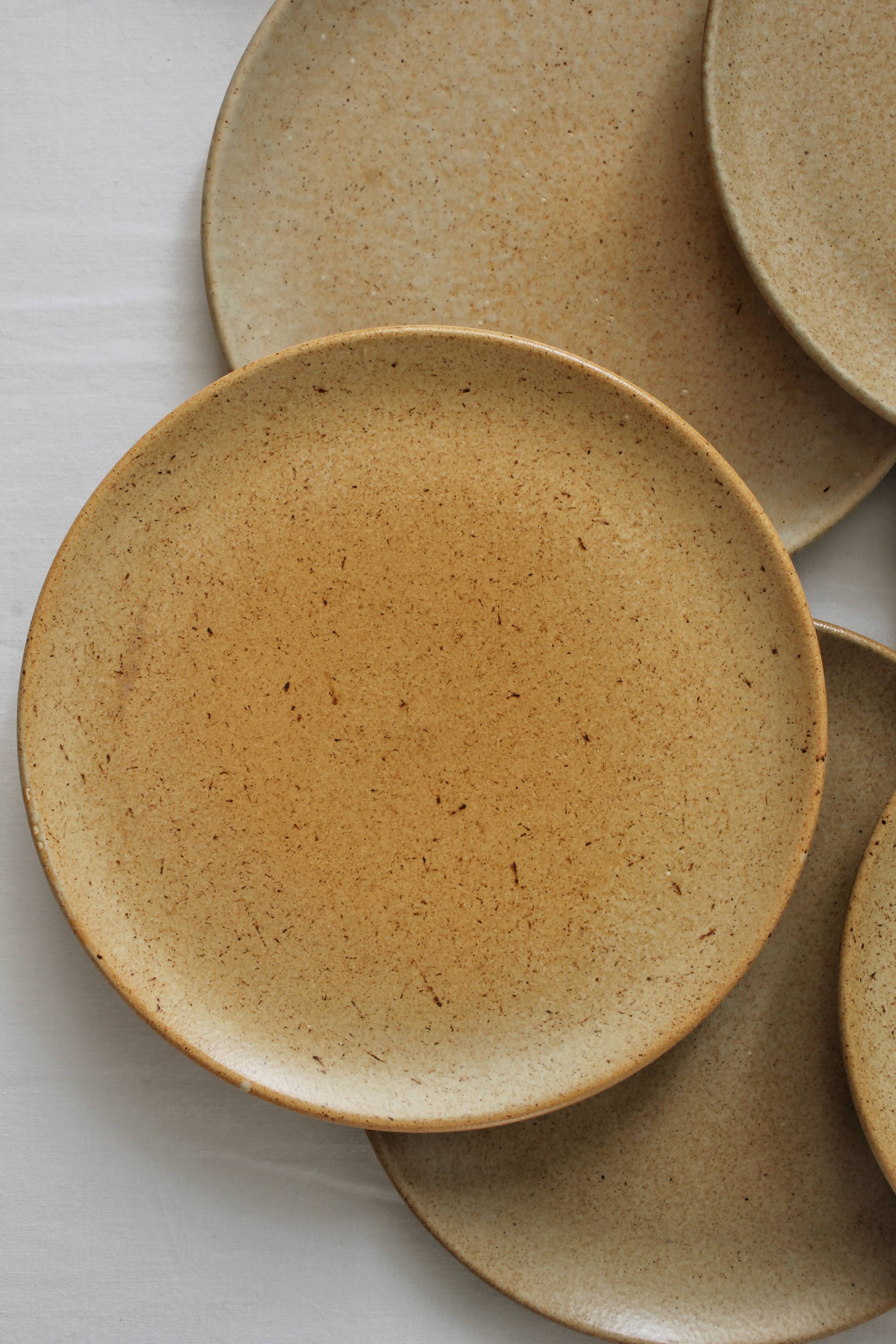 9 vintage stoneware dessert plates