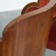 Set of 4 Art Deco Dining Chairs with Red Upholstery and Wooden Backs