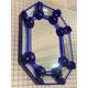 Venetian octagonal blue floreal hand-carving mirror in murano glass style