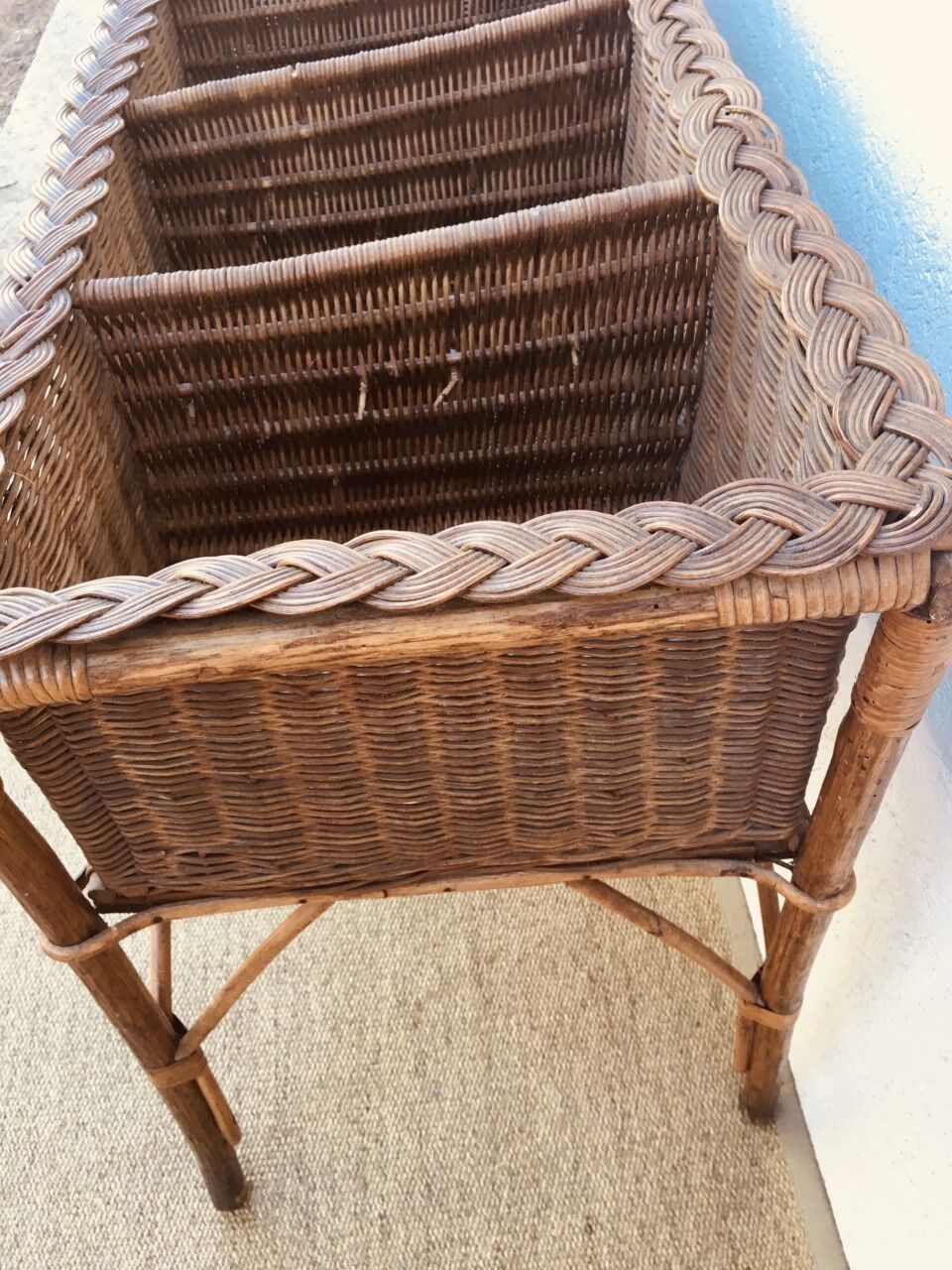 Veranda planter on vintage wicker legs