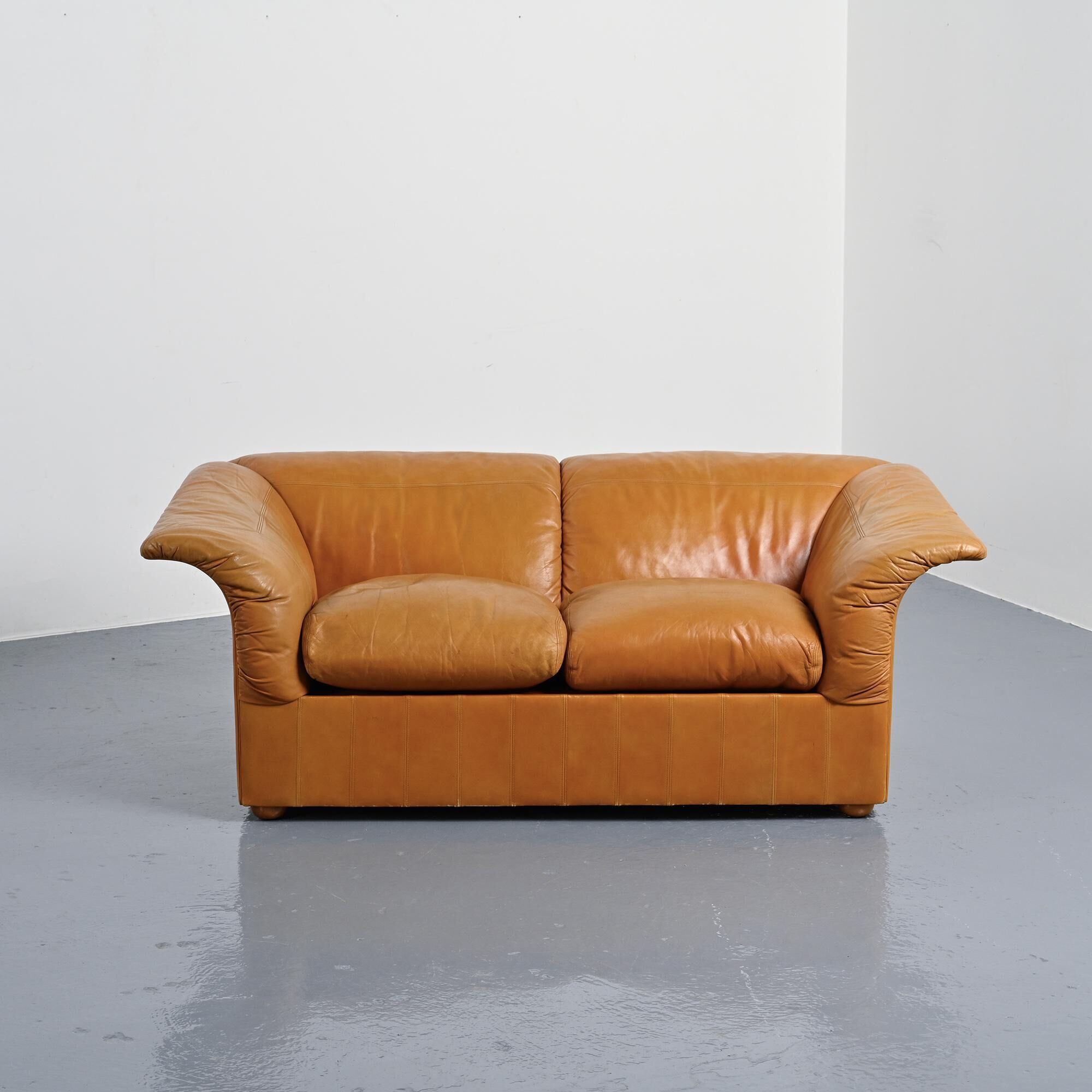Paire de canapés Loto en cuir par Luigi Massoni pour Poltrona Frau, Italie, 1976