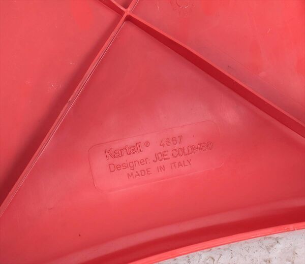 Chaises universelles rouges Joe Colombo pour Kartell, années 1960