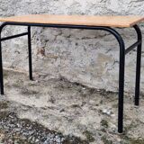 Bureau écolier double, bois et métal, vintage, années 60