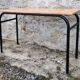 Double school desk, wood and metal, vintage, 60s