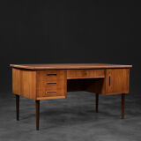Vintage classic mid-century danish scandinavian modern teak bilateral desk, 1960s
