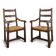 Pair of rustic oak armchairs with straw seats