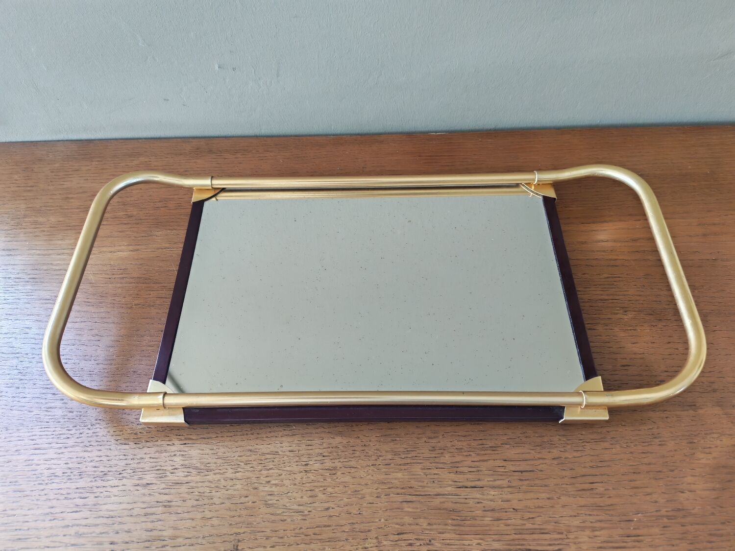 Metal and mirror vintage plateau