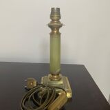 Lampe a poser laiton et marbre vert avec abat jour