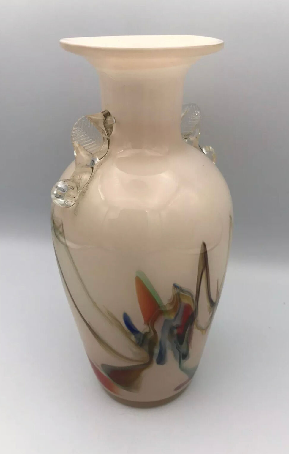 Sulfur glass vase with artistic polychrome inclusion 20.5 cm