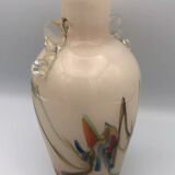 Sulfur glass vase with artistic polychrome inclusion 20.5 cm