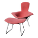 Bird Chair & Ottoman Harry Bertoia for Knoll - Black Mesh & Red Fabric