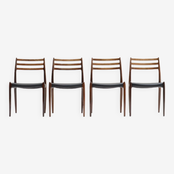 Set of 4 rosewood model 78 dining chairs by niels otto møller for j.l. møllers møbelfabrik, denmark