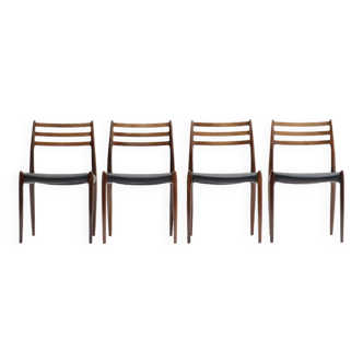 Ensemble de 4 chaises à repas modèle 78 en palissandre par Niels Otto Møller pour JL Møllers Møbelfabrik, Danemark
