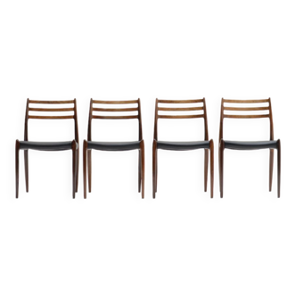 Set of 4 rosewood model 78 dining chairs by niels otto møller for j.l. møllers møbelfabrik, denmark