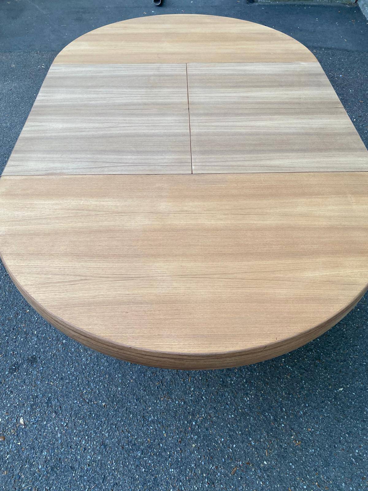 Authentic Scandinavian round table BAUMANN stripped in raw teak 1960