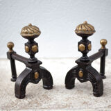 Vintage fireplace pegs, empire style cast iron and brass pegs, fireplace accessories