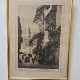 Old orientalist engraving signed