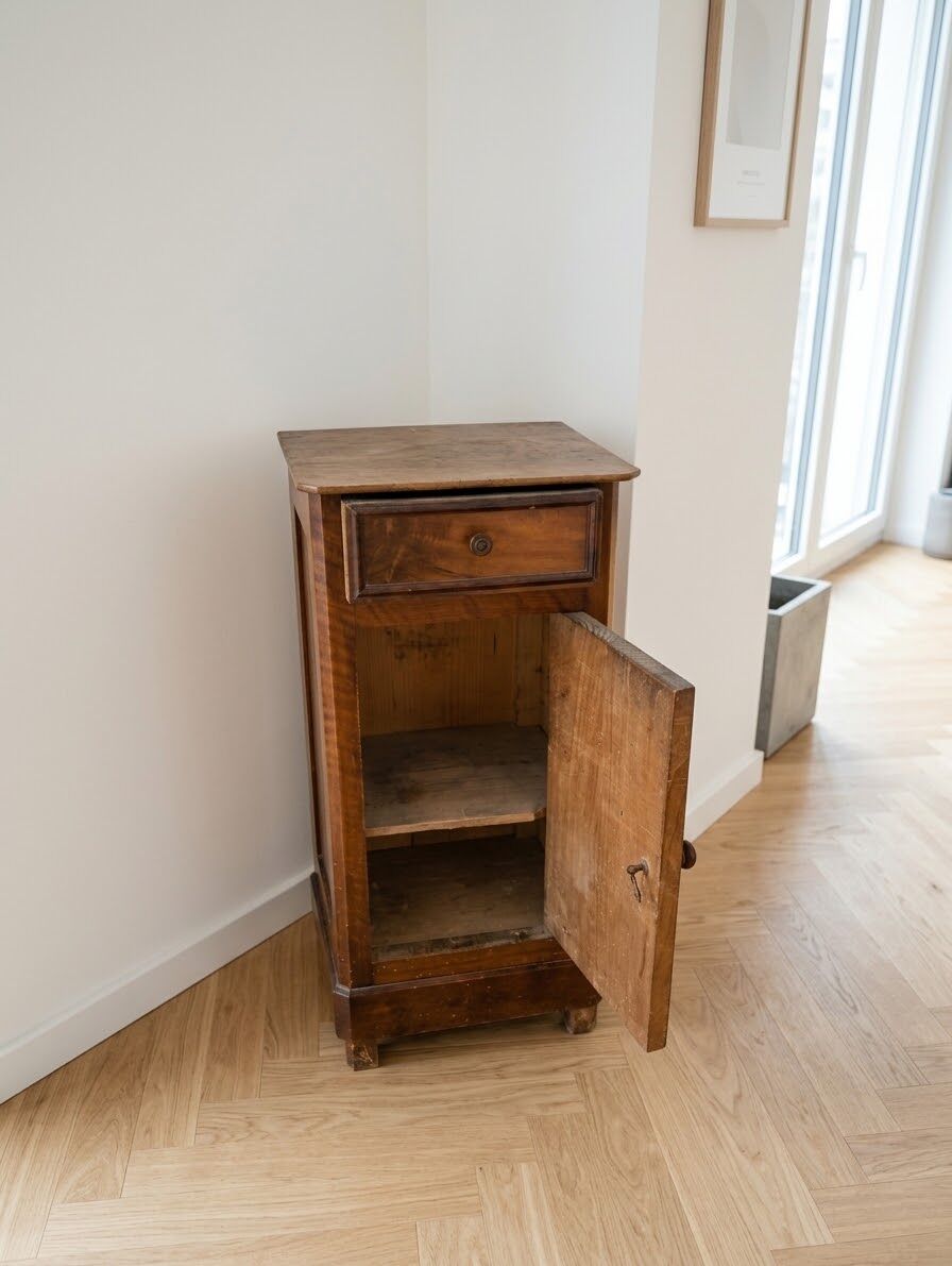 Antique wooden bedside table: set of 2
