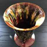 Flamed earthenware cache pot vase