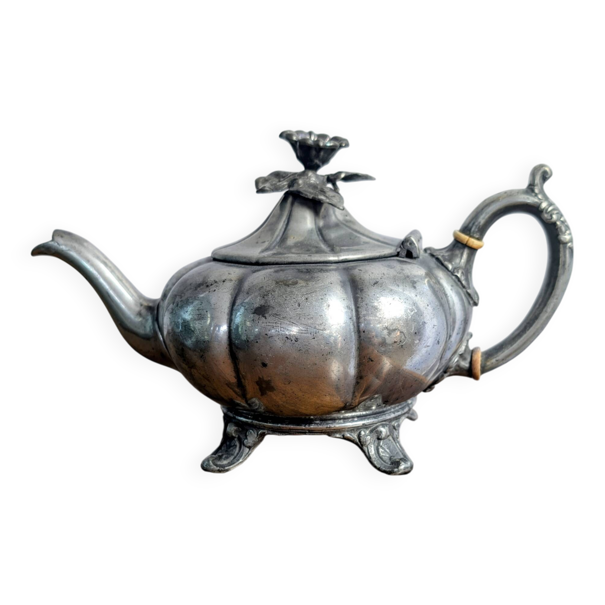 Vintage Shaw & Fisher Sheffield metal tin teapot