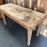 Farmhouse table with drawers in raw wood