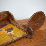 Art nouveau wood shelf, wall shelf with asian scene, antique shelf, interior decoration