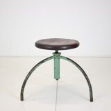 Vintage adjustable industrial stool with patina, 1950s