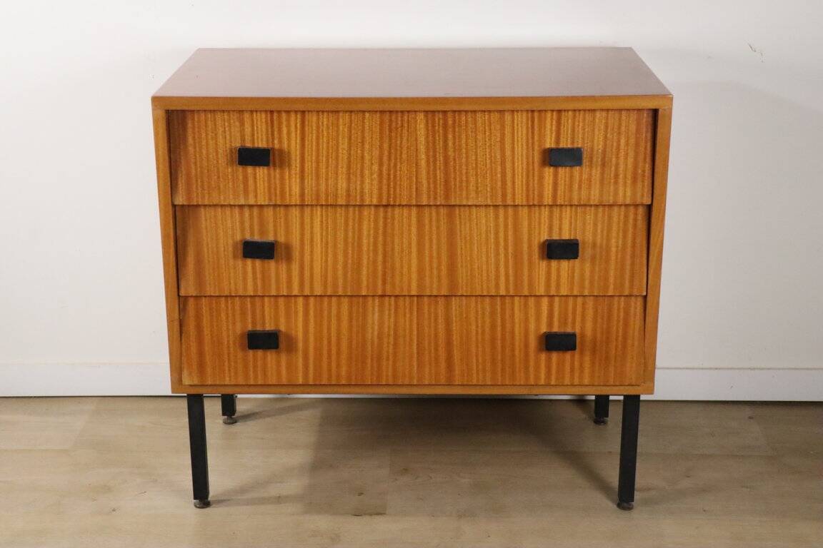 Vintage wood and metal chest of drawers, 1960