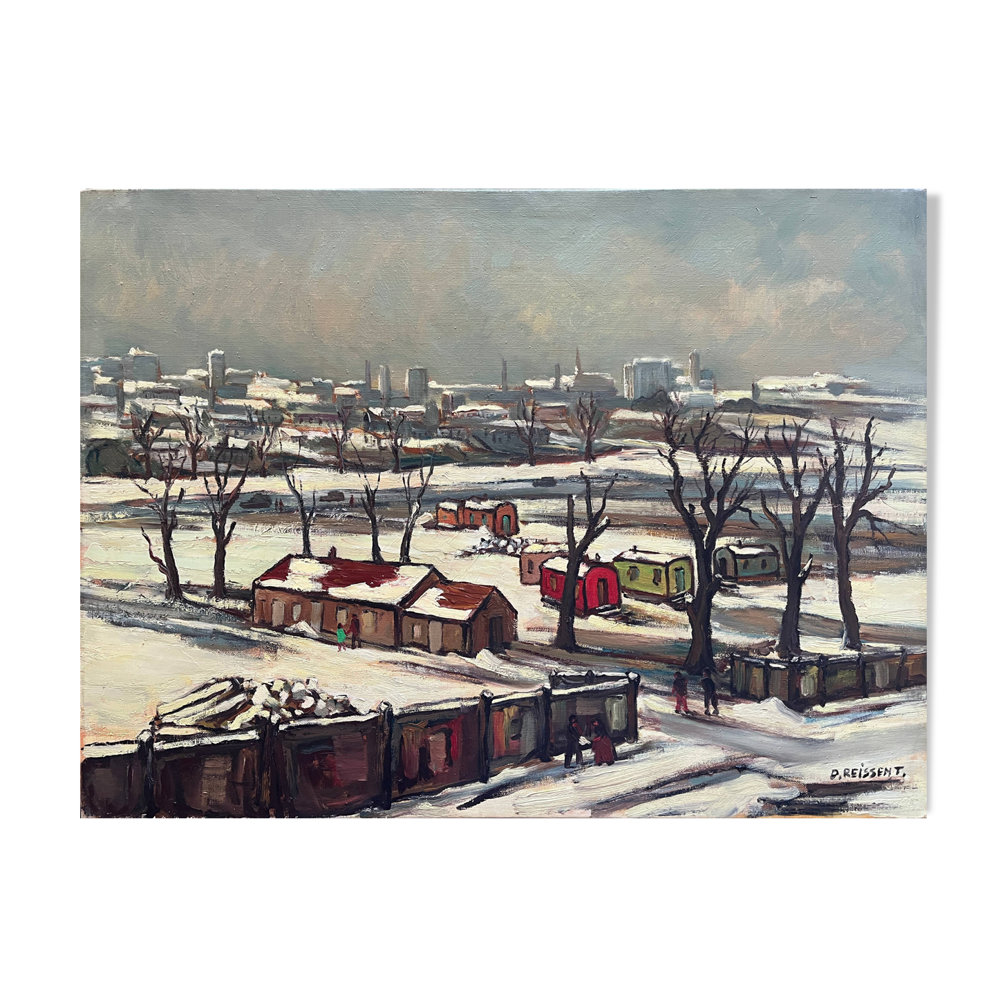 HST painting Denis Reissant "Outskirts of the city" Salon des Indépendants 1975