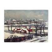 HST painting Denis Reissant "Outskirts of the city" Salon des Indépendants 1975