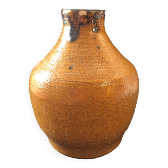 Vintage mustard stoneware vase