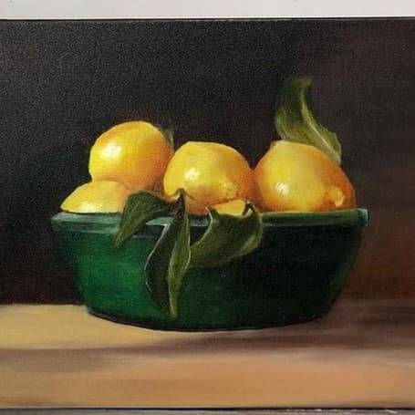 Oil painting on canvas still life "Lemons"