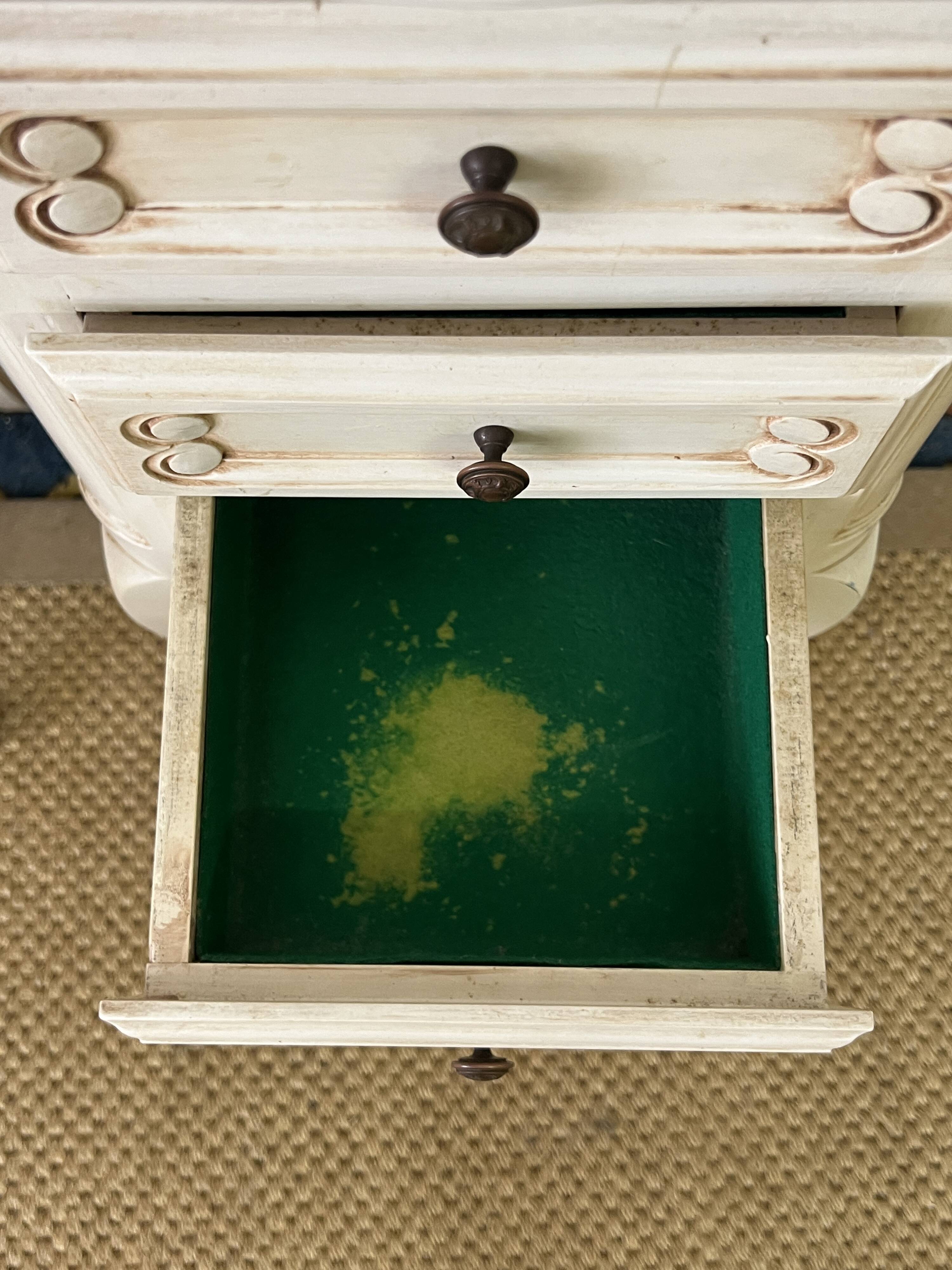 Pair of antique Louis XV style bedside tables, 3 drawers