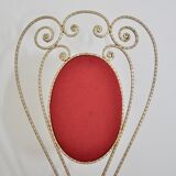 Patinated Brass, Wrought Iron, and Velvet Side Chairs, 1970s, Set of 2