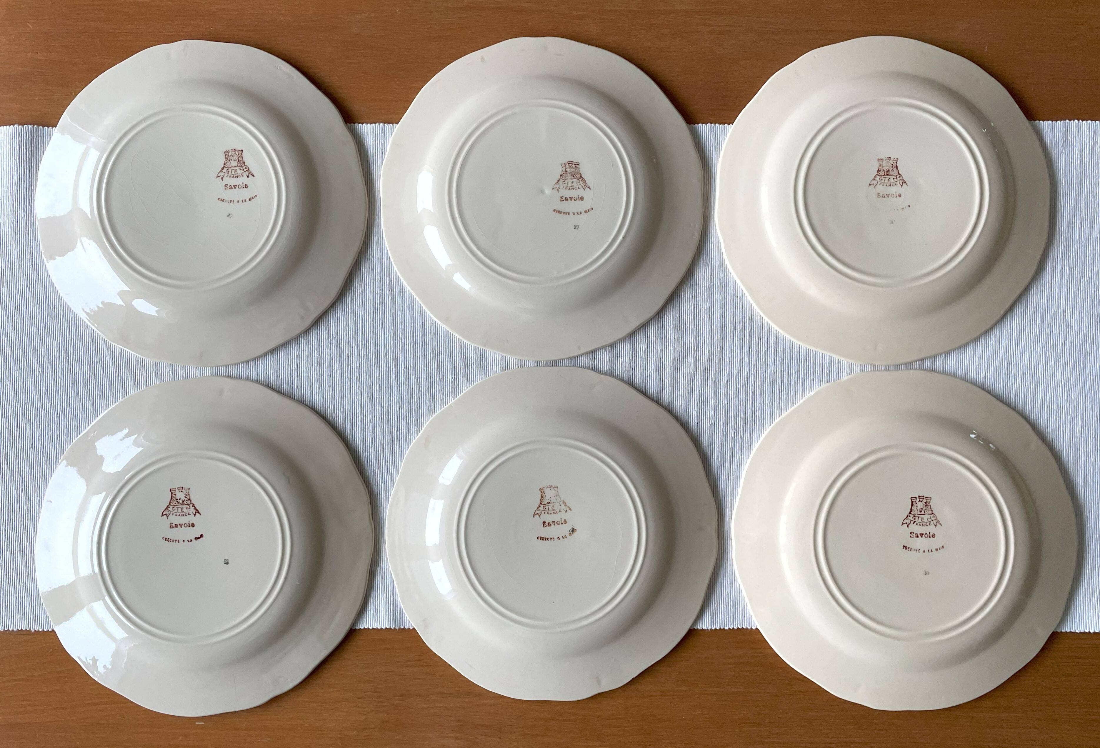 6 old flat plates in Gien earthenware