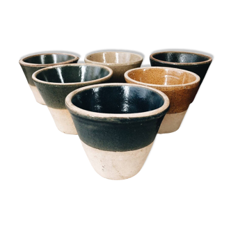 Lot de 6 cache-pots en grès vernissé