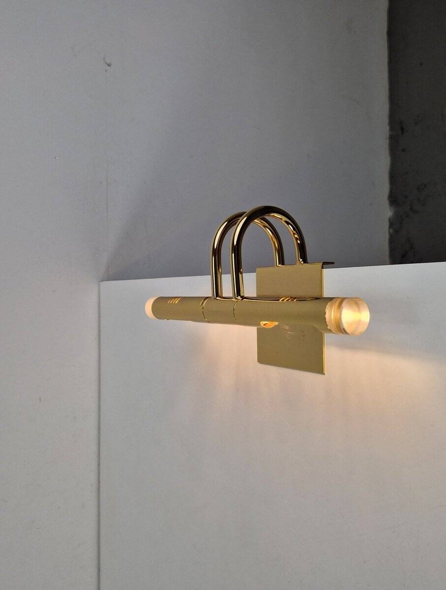 Regency Brass Acrylic Cabinet Lamp by Lumina, 1980s, Set of 3