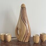 Grandjean Jourdan liqueur set in wood-effect glazed ceramic