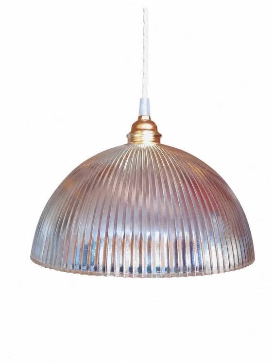 Paire de suspensions en verre holophane, 1950