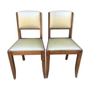 2 chaises art déco satinées bois massif