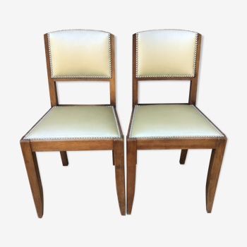 2 solid wood satin art deco chairs