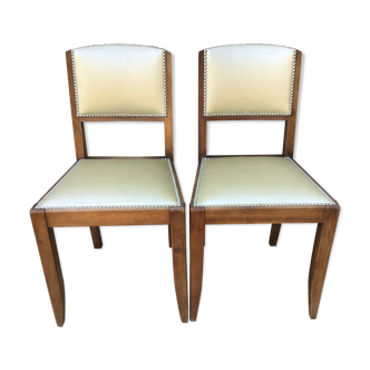 2 solid wood satin art deco chairs