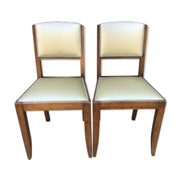 2 chaises art déco satinées bois massif