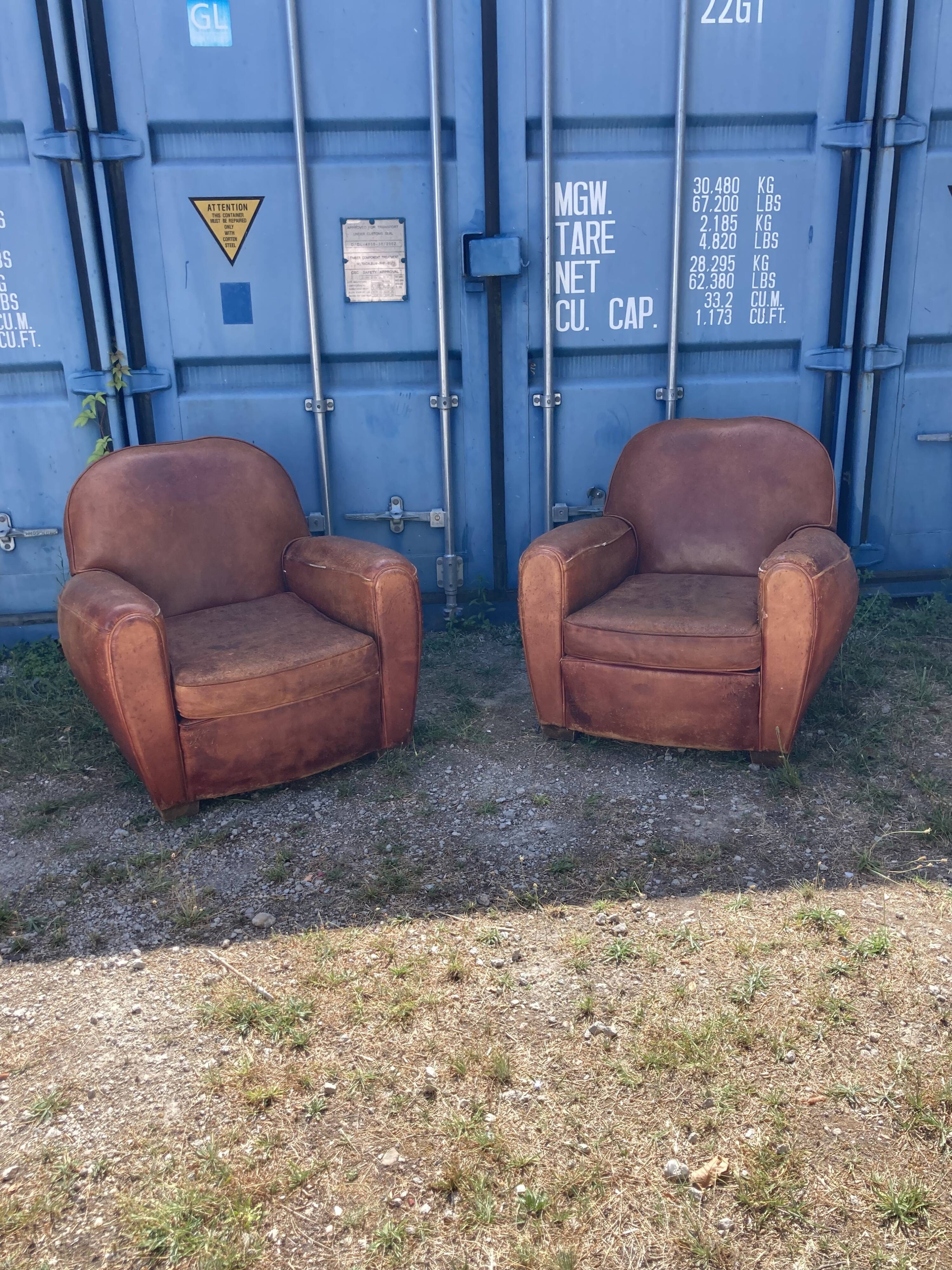 Pair of vintage club armchairs