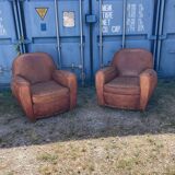 Pair of vintage club armchairs