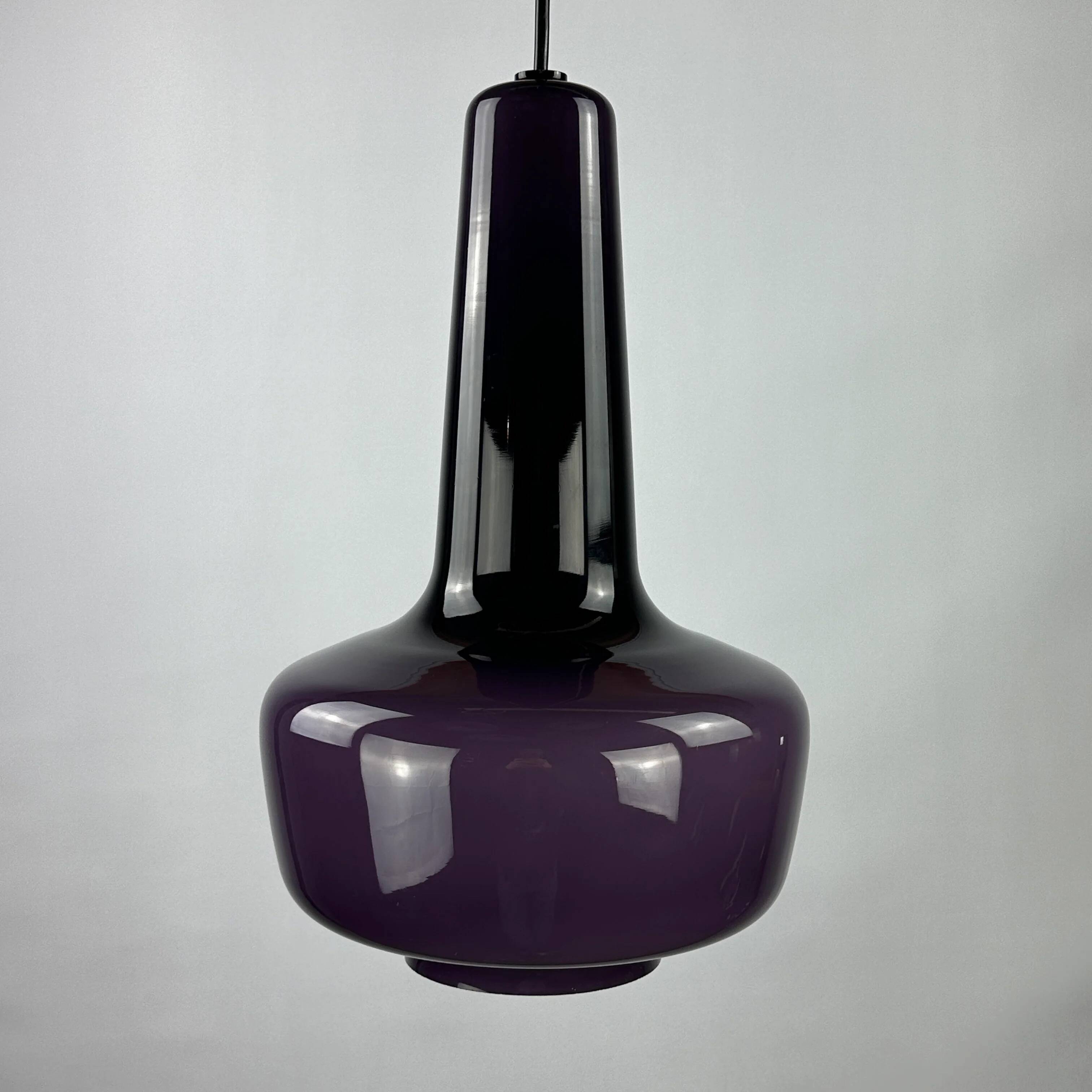 Purple opaline glass suspension KRETA for Holmegaard by Jacob Bang
