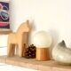 Pair of lamps with wooden base and glass globe, 1970s