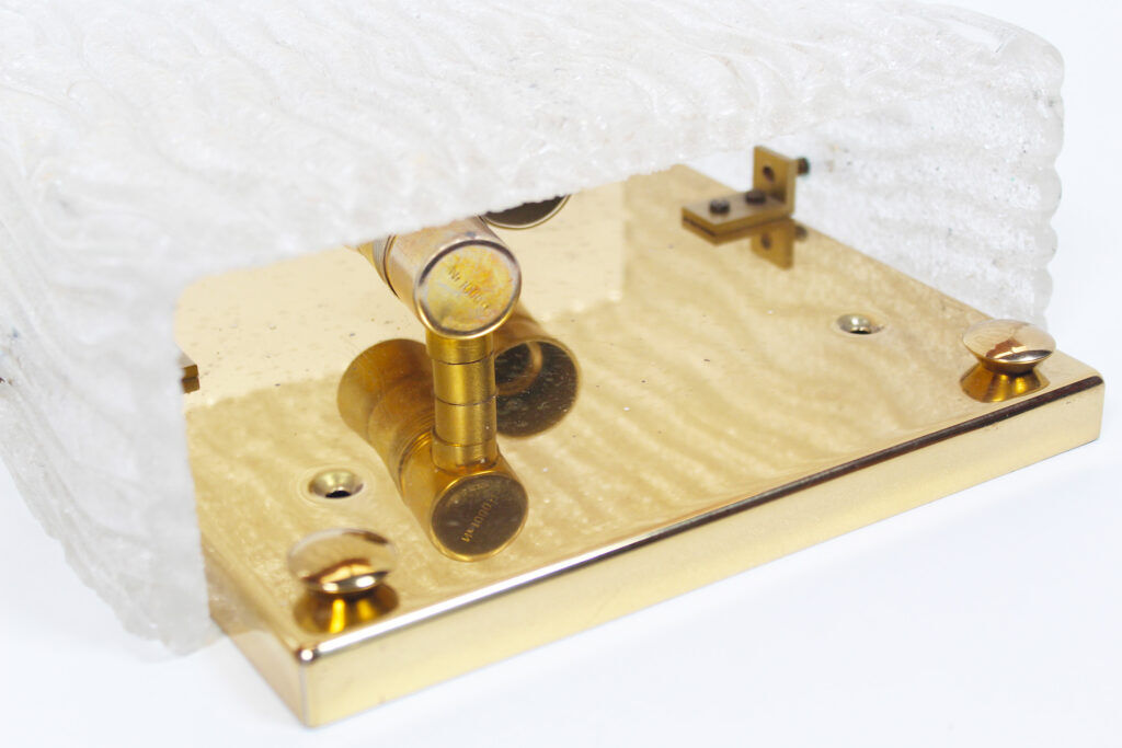 Pair of 1970s Italian brass & Murano glass wall lights